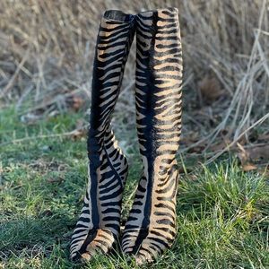 Casadei Zebra Print Boots